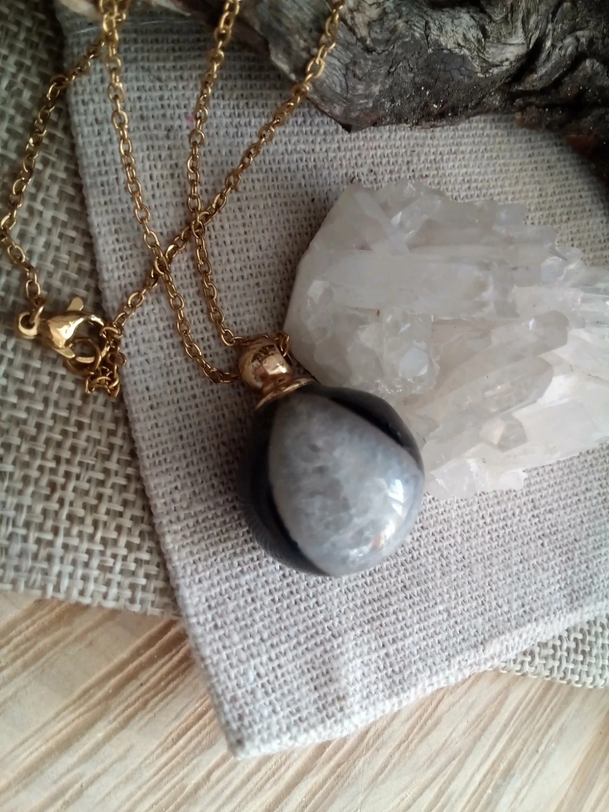 Collier pendentif boule en pierre d'agate naturelle – photo 4